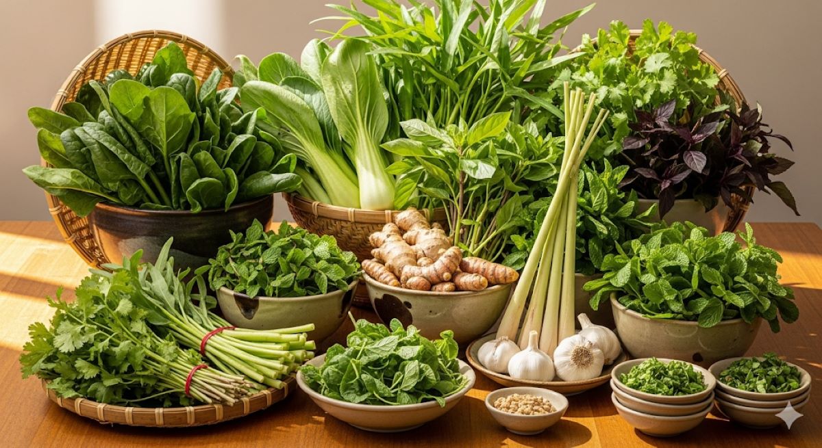 Nhóm Rau xanh và thảo mộc (30 thực phẩm)