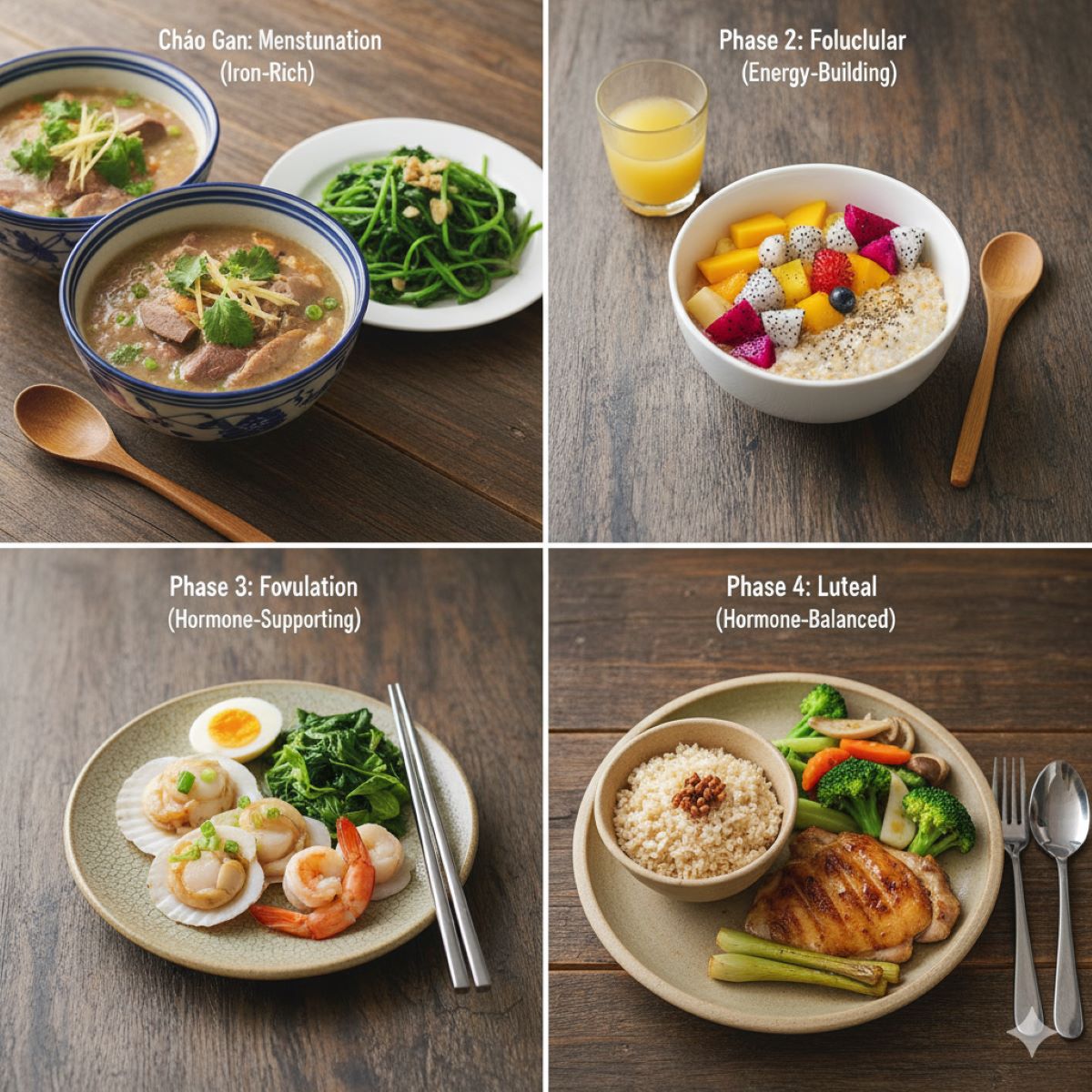 Sample meal plans for each menstrual cycle phase