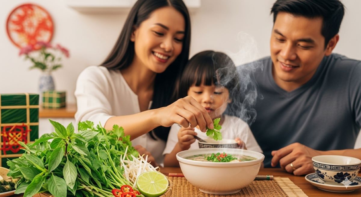 Summarize phở as both delicious food and functional superfood