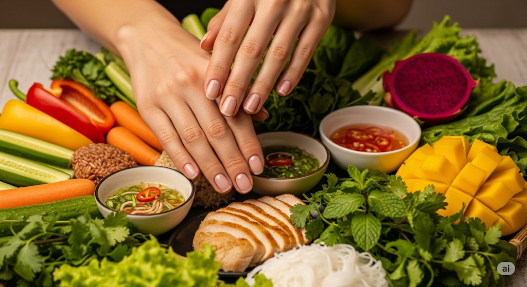 Summarize the connection between good nutrition and beautiful nails