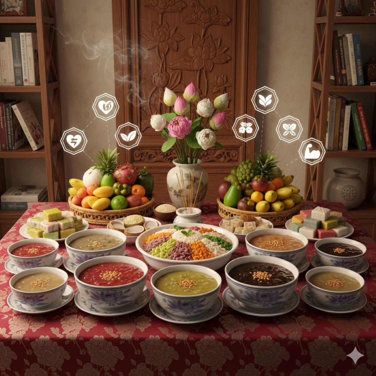 Summarize the harmony between spiritual meaning and nutritional value in Vietnamese culture