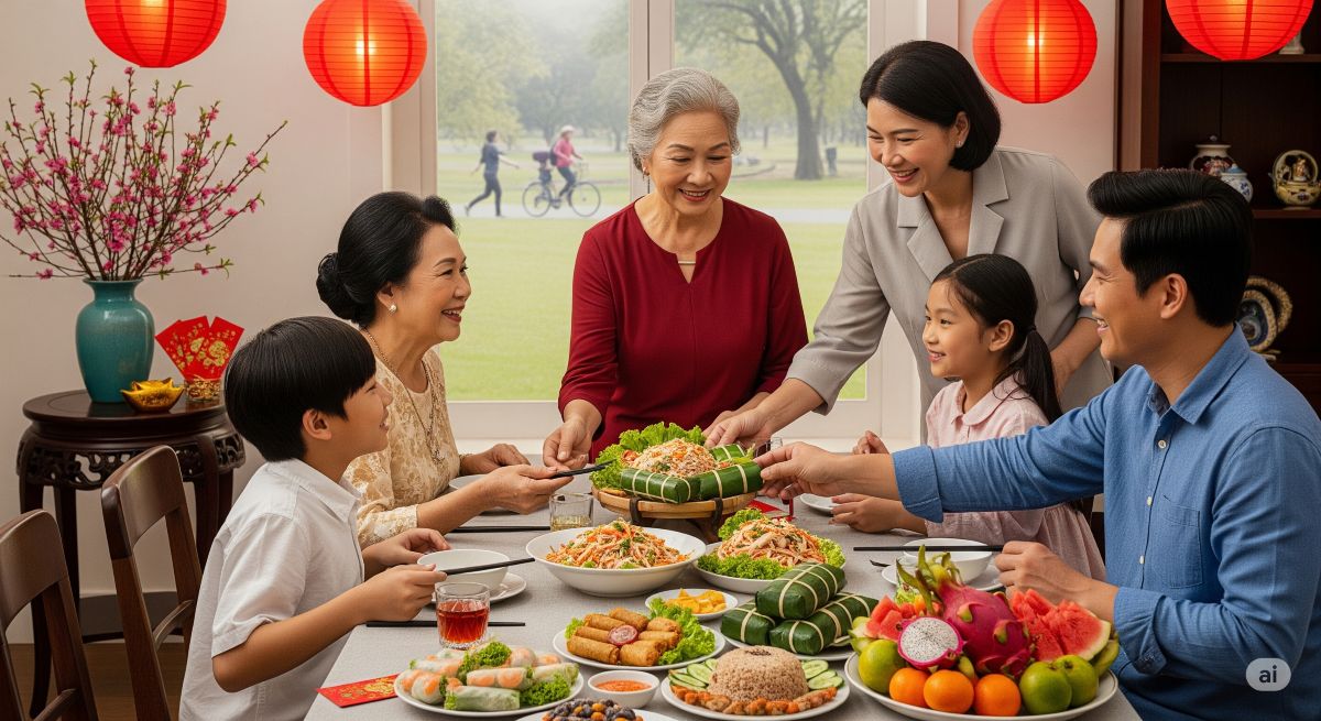 Summarize the main message of balanced, healthy Tet celebration and encourage positive lifestyle choices